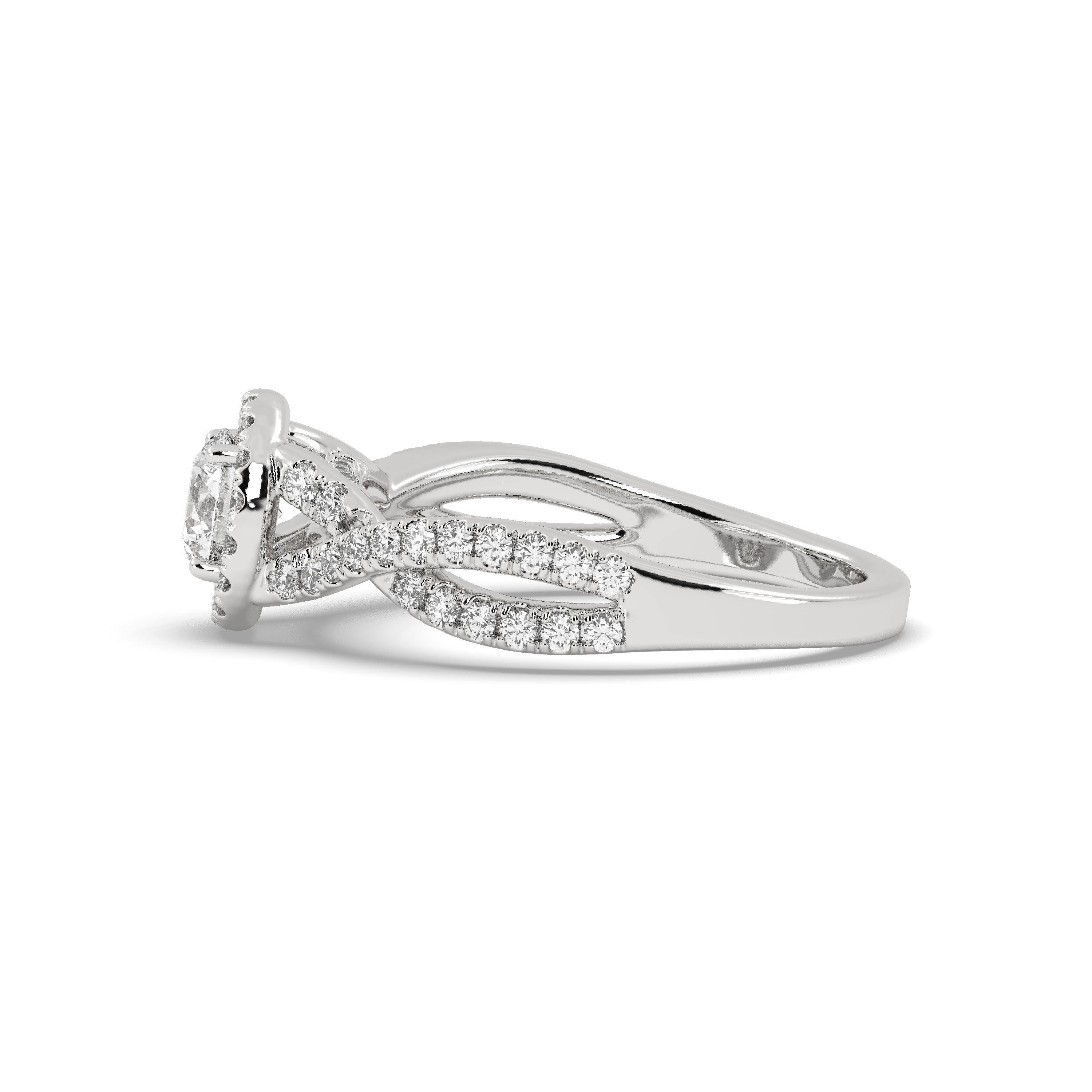 White Gold Studded 1.158 Carat Lab Grown Diamond Ring-E Color VS2 Clarity.